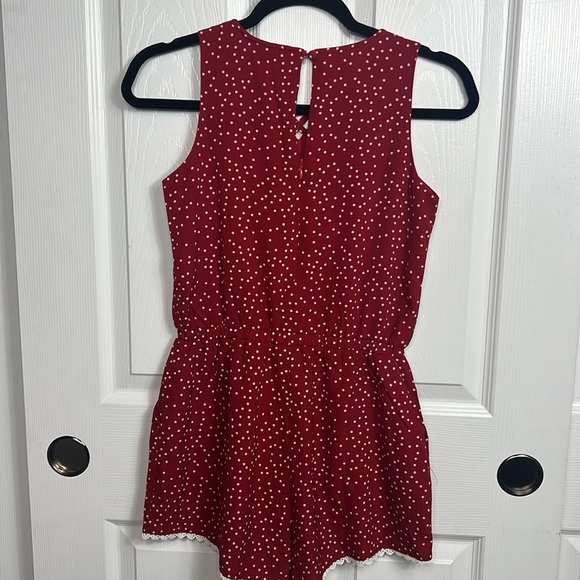 NWT Girls Romper Red with pockets and white polka dots size L 12 - Picture 5 of 5